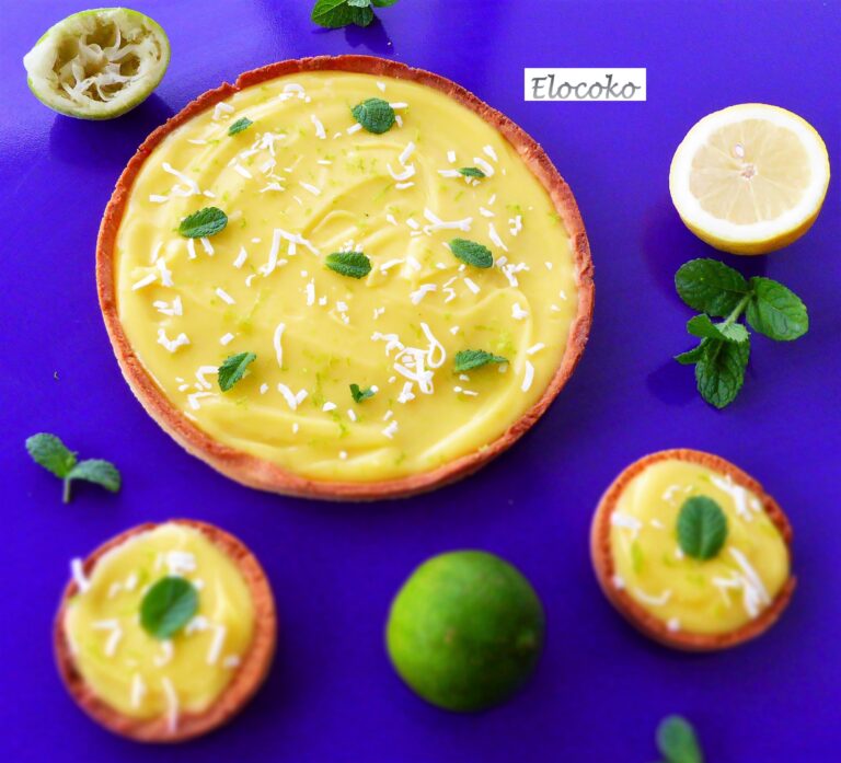 Tarte citron, citron vert et menthe