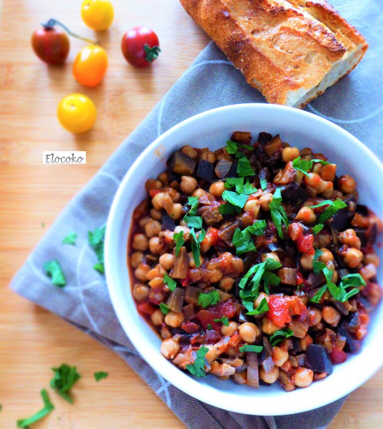 Bowl de pois chiches et aubergines grillées