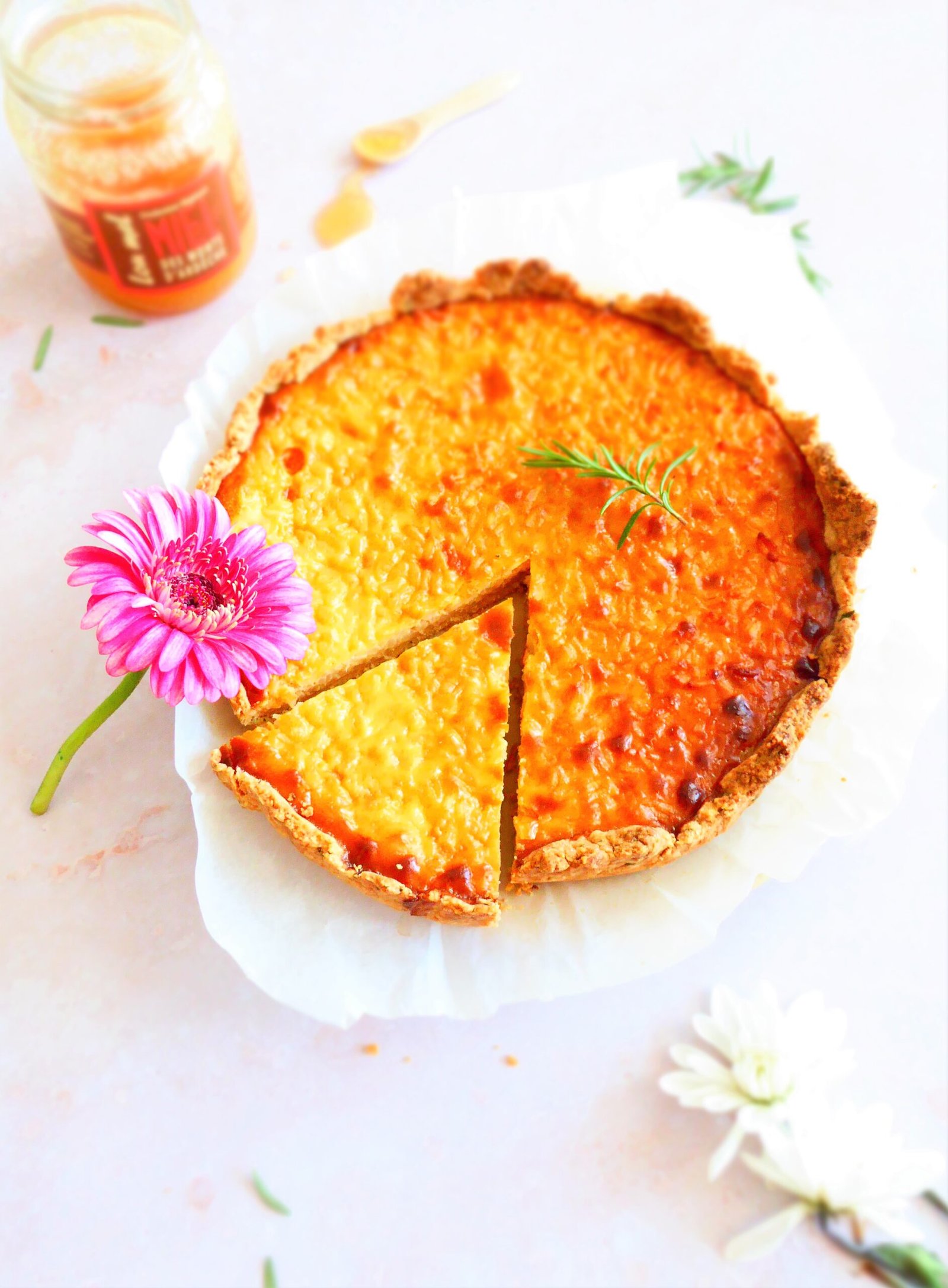 tarte sablée riz miel et romarin