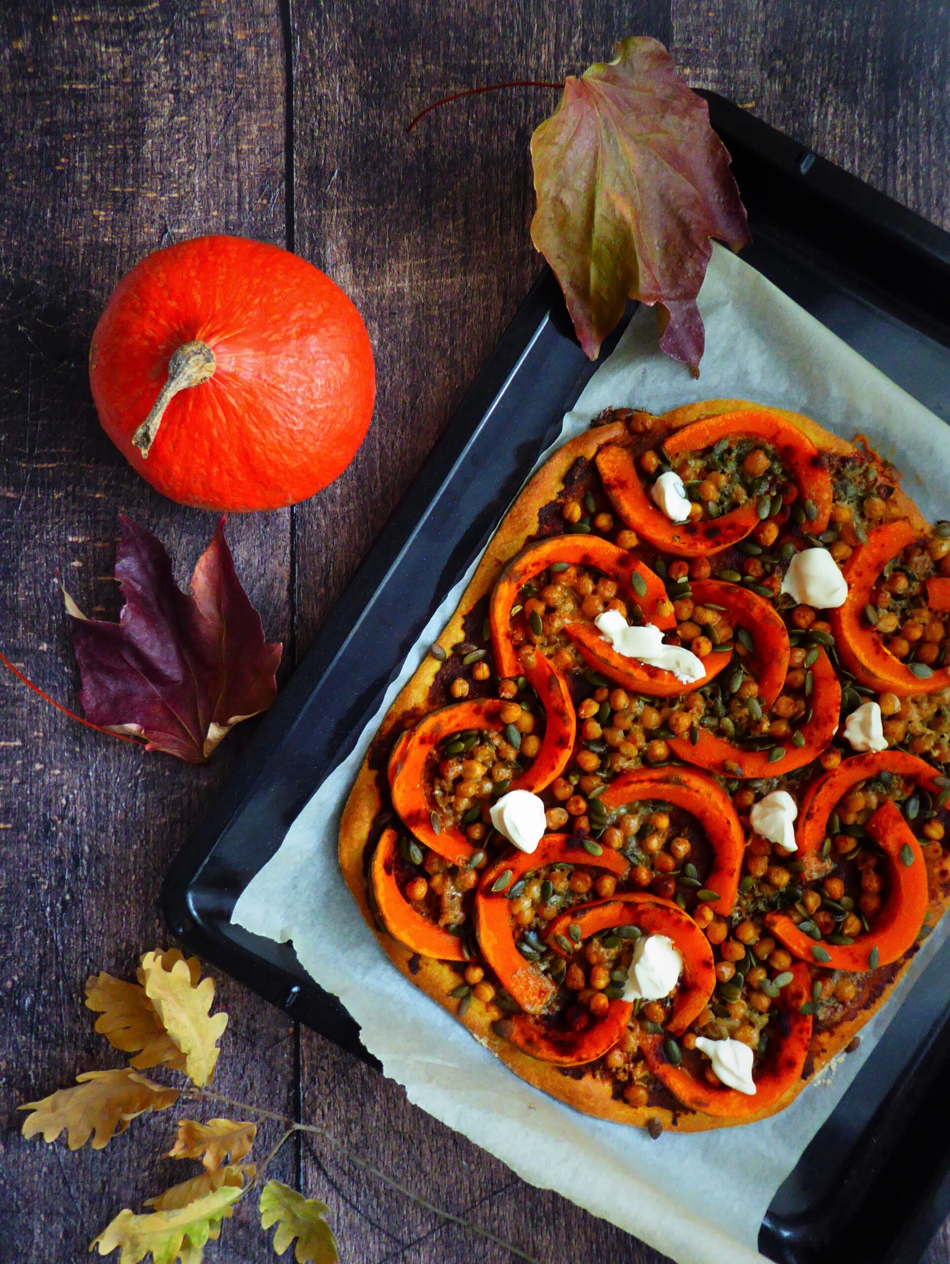 tarte potimarron, pois chiche bleu et épices b