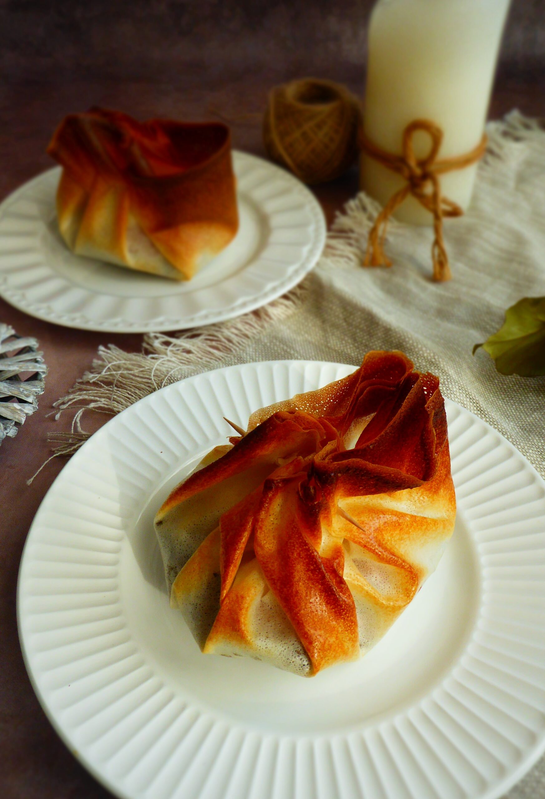 aumonière de poireau, bacon et chèvre