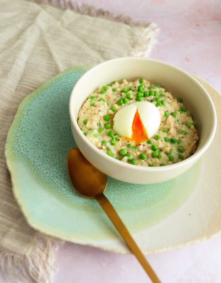 Porridge salÃ© printanier petits pois, moutarde et parmesan